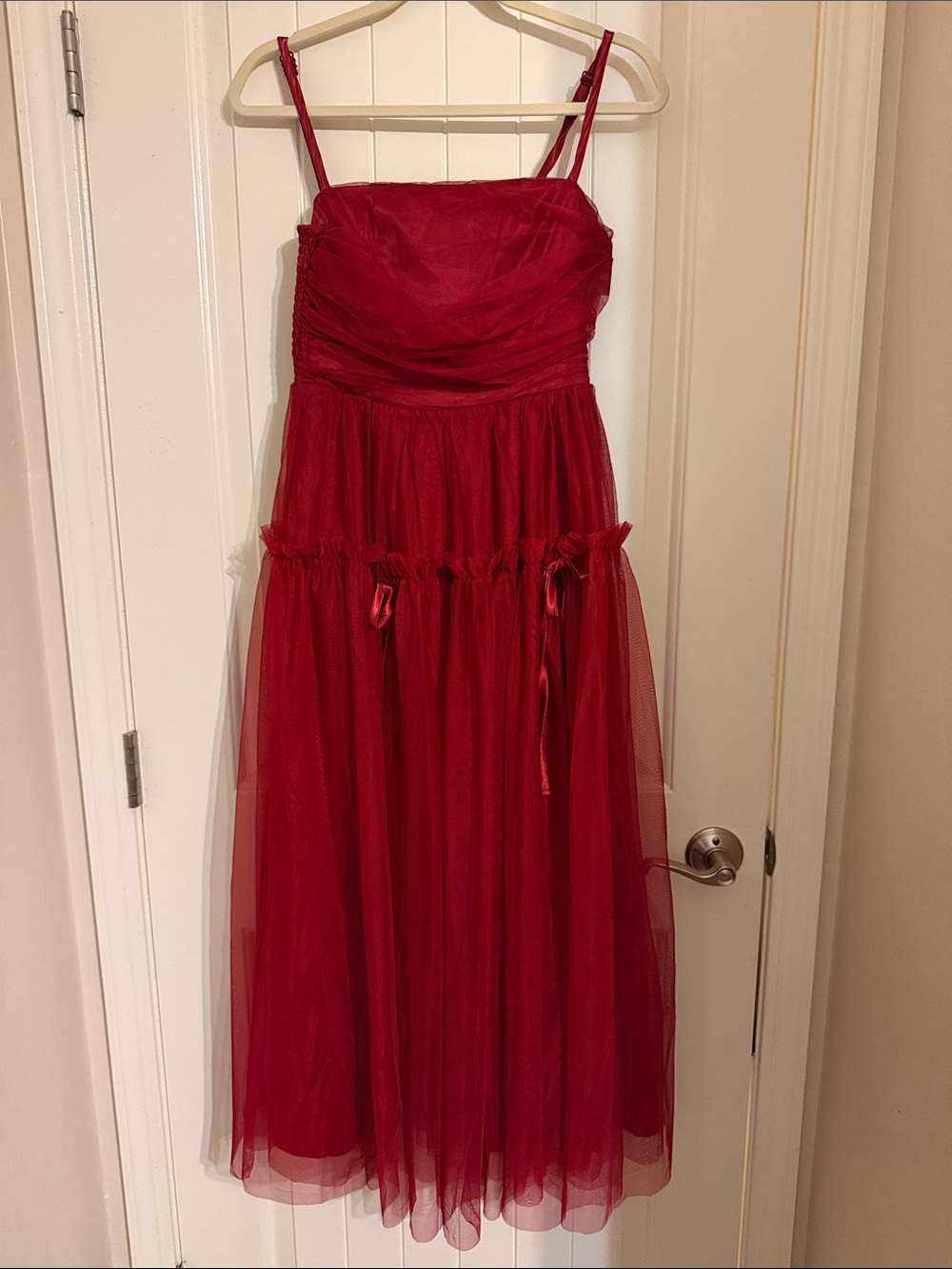Listicle Red Midi Tulle Dress